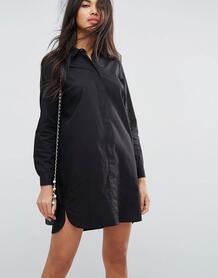 Короткое хлопковое платье-рубашка ASOS DESIGN - Черный 1183100