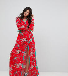 Платье макси с запахом и цветочным принтом Glamorous Tall - Красный 1170785