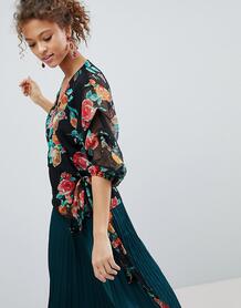 Блузка с запахом и цветочным принтом Miss Selfridge - Мульти 1201515