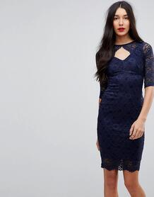 Кружевное платье-футляр миди с вырезом Jessica Wright - Черный 1199052