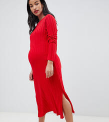Платье миди в широкий рубчик ASOS Maternity - Красный 1188418