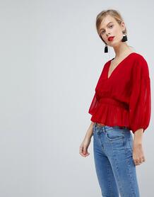 Полупрозрачная приталенная блузка ASOS DESIGN - Красный 1181122