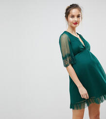 Короткое приталенное платье с кружевом ASOS MATERNITY - Зеленый 1171168