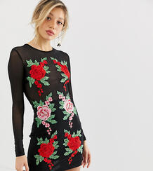 Сетчатое облегающее платье мини с цветочной аппликацией NaaNaa Petite 1159528