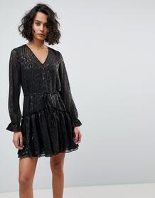 Платье мини металлик AllSaints - Черный 1225251