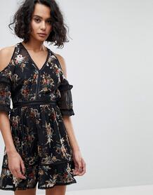 Платье мини с оборками и цветочным принтом AllSaints - Черный 1225253