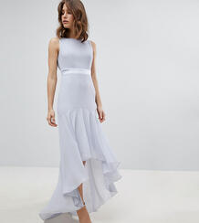 Платье макси с асимметричным подолом TFNC Bridesmaid - Серый 1181445