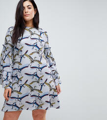 Свободное платье с абстрактным принтом Lost Ink Plus - Мульти 1165334