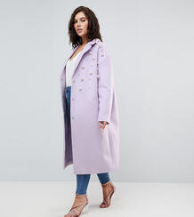 Мягкое пальто с искусственным жемчугом ASOS CURVE - Фиолетовый 1171258
