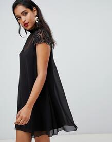 Свободное платье с кружевными рукавами Lipsy - Черный 1219027