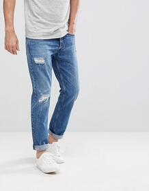 Суженные книзу джинсы с рваной отделкой Calvin Klein - Синий 1201483
