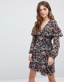 Платье с запахом и цветочным принтом New Look - Черный 1195701
