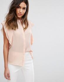 Блузка с оборками на плечах ASOS DESIGN - Розовый 1173215