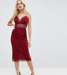 Кружевное платье-футляр миди ASOS PETITE - Красный 1165020