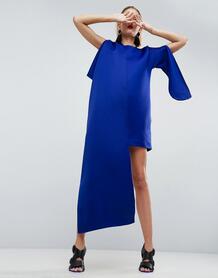 Платье мини с асимметричным кейпом ASOS WHITE - Синий 1169603