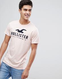 Розовая футболка с большим логотипом Hollister - Красный 1211276