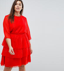 Блестящее короткое приталенное платье с оборками Junarose - Красный 1214269