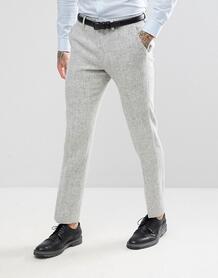Светло-серые облегающие брюки из 100% шерстяного харрис-твида ASOS DES ASOS DESIGN 1107496