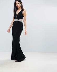Платье макси с глубоким вырезом Forever Unique - Черный 1005058