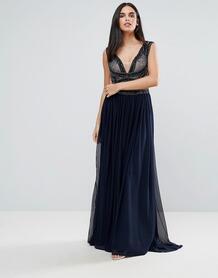 Платье макси со вставками Forever Unique - Синий 1005128