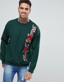 Зеленый свитер с цветочной вышивкой boohooMAN - Зеленый 1209461
