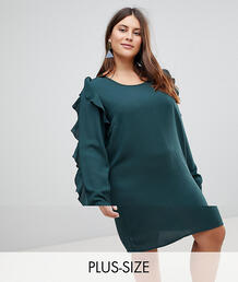 Платье с оборками на рукавах Junarose - Зеленый 1214685