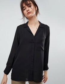 Блузка с открытым воротом и большим карманом ASOS DESIGN - Черный 1203140
