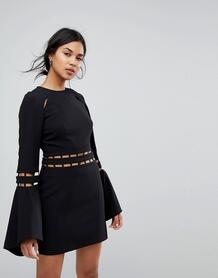 Платье мини с расклешенными рукавами Finders Solar - Черный Finders Keepers 1202201