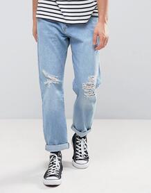 Выбеленные расклешенные джинсы цвета светлого индиго Zeffer - Синий 1036227