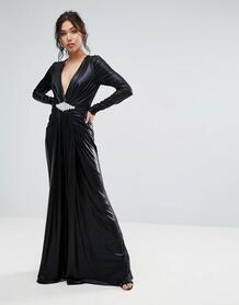 Платье макси с глубоким вырезом Forever Unique - Черный 1005124