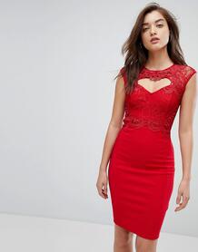 Кружевное облегающее платье миди Lipsy - Красный 1176812