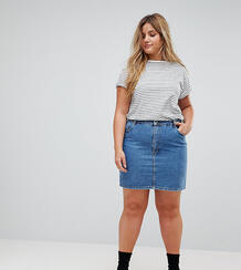 Синяя выбеленная джинсовая юбка с завышенной талией ASOS DESIGN Curve Asos Curve 1147474