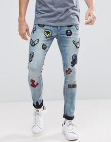 Суперузкие джинсы дымчато-синего цвета ASOS - Синий ASOS DESIGN 1117272