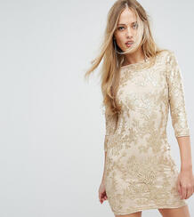 Платье мини с рукавами длиной 3/4 и пайетками TFNC - Золотой 1167002