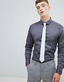 Темно-серая облегающая рубашка ASOS Wedding - Серый ASOS DESIGN 1110800