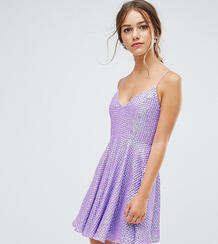 Приталенное платье мини с глубоким вырезом ASOS PETITE - Фиолетовый 1148437