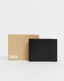 Черный кожаный бумажник с отделением для монет ASOS DESIGN - Черный 1098147