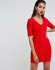 Бандажное облегающее платье Boohoo - Красный 1141042