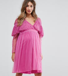 Сетчатое платье с запахом и оборками ASOS Maternity - Розовый 1102978