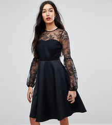 Платье с кружевным лифом и пышными рукавами Y.A.S Tall - Черный 1177597