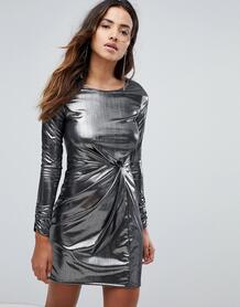 Платье мини с эффектом металлик Miss Selfridge - Серебряный 1162683