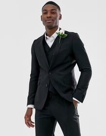 Черный приталенный пиджак из 100% шерсти ASOS DESIGN - Черный 1084256