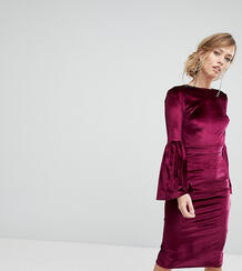 Бархатное платье миди с открытой спиной True Violet - Красный 1185014