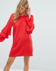 Платье с ярусными оборками на рукавах New Look - Красный 1191256