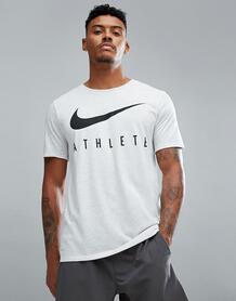 Белая меланжевая футболка Nike Training Dri-FIT Athlete 739420-051 1087783
