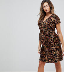 Платье для кормящих мам с запахом и леопардовым принтом Mamalicious Mama Licious 1102940