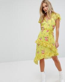 Асимметричное платье с цветочным принтом Miss Selfridge - Мульти 1158414