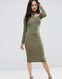 Облегающее платье миди цвета хаки Ax Paris - Зеленый 1154441
