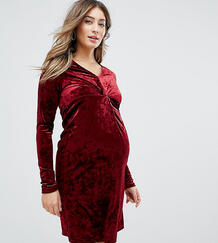 Бархатное платье с длинными рукавами Mamalicious - Красный Mama Licious 1154211