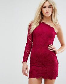 Кружевное платье мини на одно плечо Love Triangle - Красный 1165967
